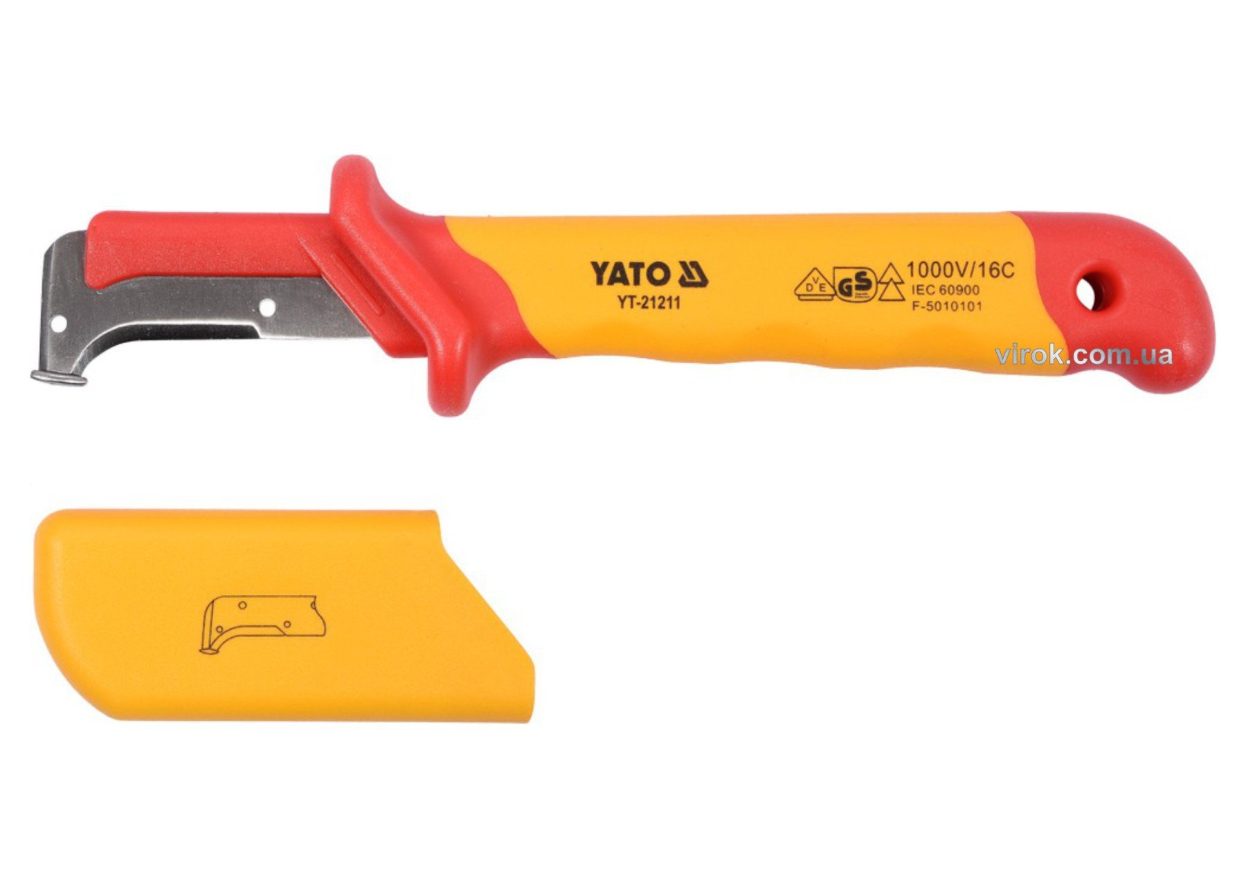 YATO Ніж для знімання ізоляції YATO; l=155 мм, лезо l=38 мм з діелектр. ізольованою ручкою 1000 В  |