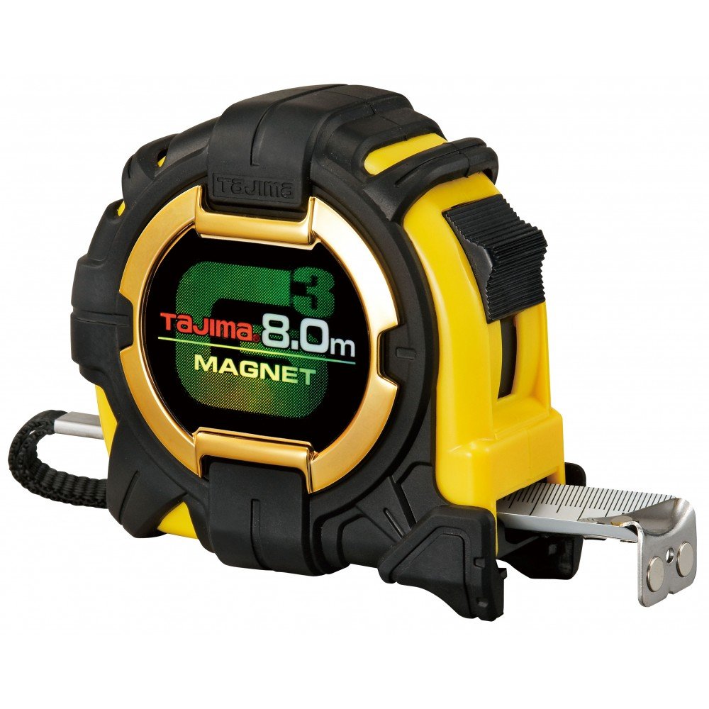 TAJIMA Рулетка строительная ударопрочная, екстра лента, G3 LOCK 27, G3M780MW - 8м/27мм