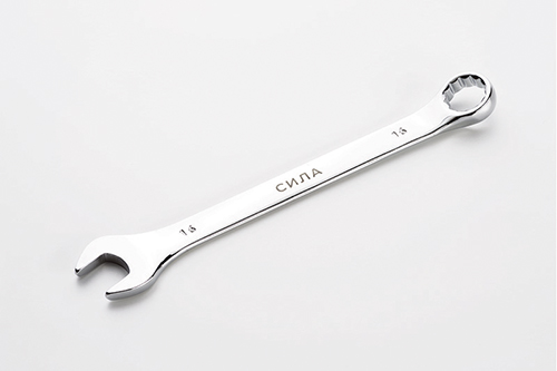 Ключ рожково-накидной полированный CrV 16мм СИЛА