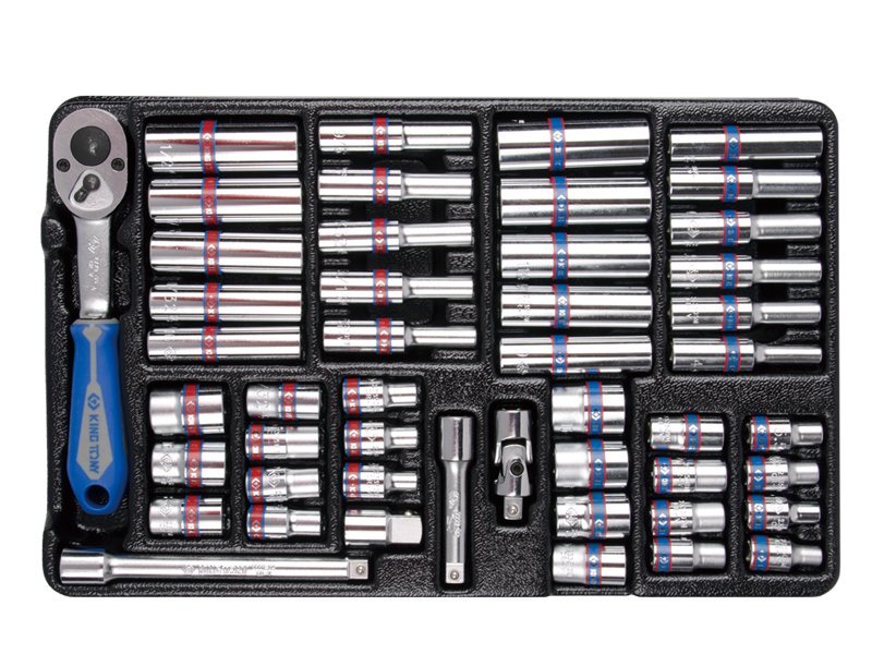 KING TONY Набор торцевых головок 1/4" 48ед метрич/дюймов, длин/короткие в ложементе | 9-2548CR