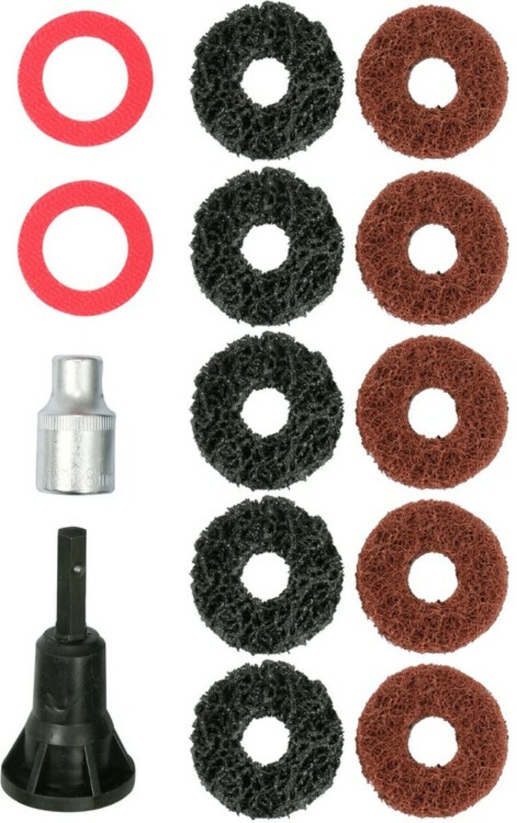 YATO Шайби абразивні для очистки штифтів ступиць YATO з обладунками 1/2", 14 елем.  | YT-25384