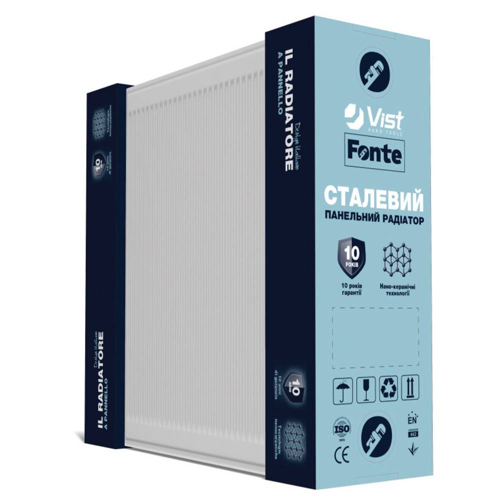 Радіатор сталевий панельний, тип 22, 500х800 мм, бок Fonte | 78-604