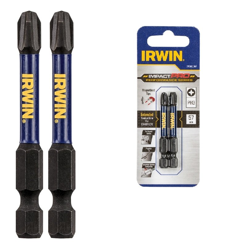 IRWIN Бита IMPACT PRO 1/4"/57мм PH3 2шт, | IW6061307