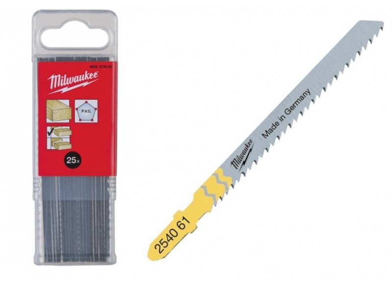 Milwaukee Полотна для лобзиковых пил T101B; 75 мм; шаг 2,5 мм; дерево; точный рез; 25 шт. // 4932373