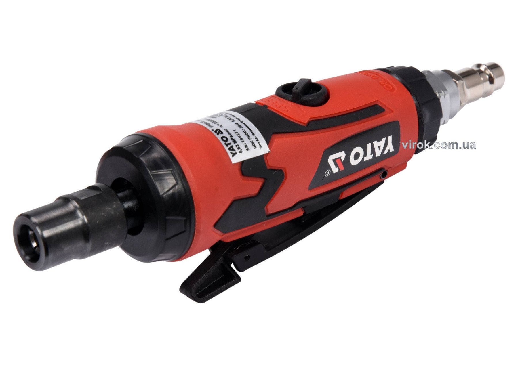 YATO Шліфмашина пневматична, пряма YATO зі шпинделем Ø= 6 мм, Ø= 1/4", 6.3 Bar, 113 л/хв  | YT-09633