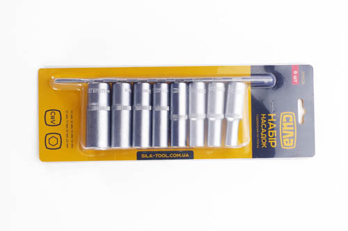 Набор насадок удлиненных на планке CrV 1/2 (8шт) СИЛА