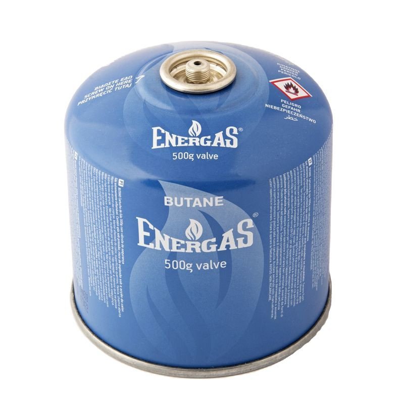 VIROK Балон газовий 1-разовий ENERGAS з різьбою (7/16) 500g/870ml. для плит/кемпінгу (EN417) BUTAN  