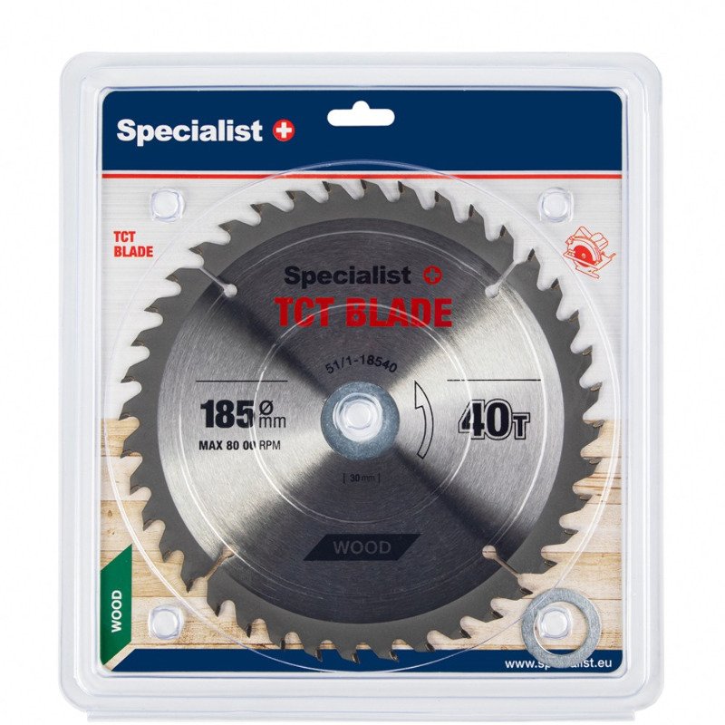 Specialist+ 51/1-18540 Диск відрізний по дереву 185x40Tx30/20/16