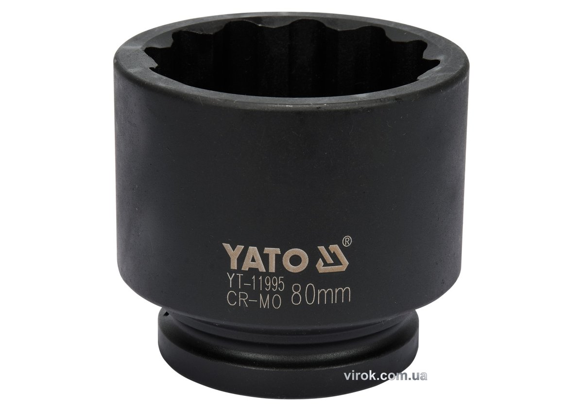 YATO Головка торцева ударна 12-гранна YATO : квадрат 1", М= 80 мм, L= 100 мм | YT-11995
