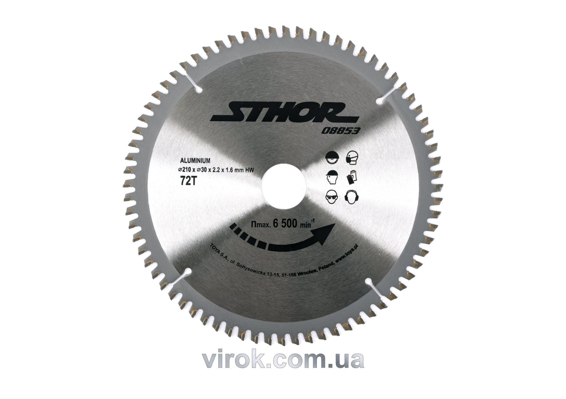 STHOR Диск пильний для алюмінію . Ø= 210/30 мм, h= 2,2 мм, 72 зуби  | 08853