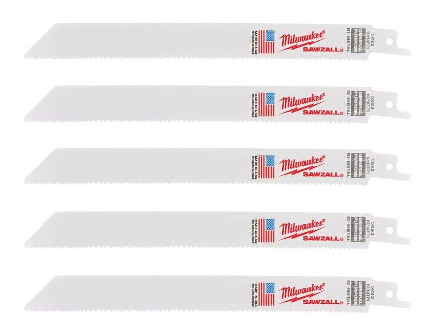 MILWAUKEE Полотно для шабельних пил, 200х2,5/1,8мм, (5шт), (метал, деревина, пластик)
