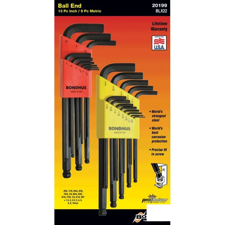 Набор ключей BONDHUS шестигранных 13 шт + Набор ключей складной 95шт, 5/64-1/4,сферич