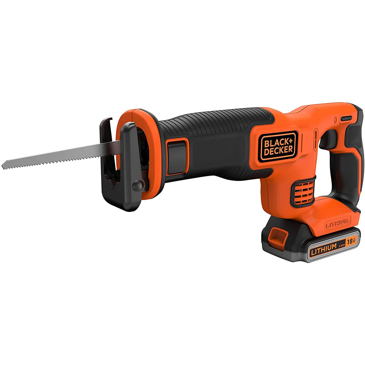 Пила шабельна акумуляторна BLACK + DECKER, 18,0 В Li-Ion, 2,5 Ач, швидкість 0-3000 хід/хв