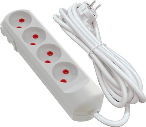 Подовжувач мережевий VIROK: l= 3 м, з 4 гніздами без заземлення