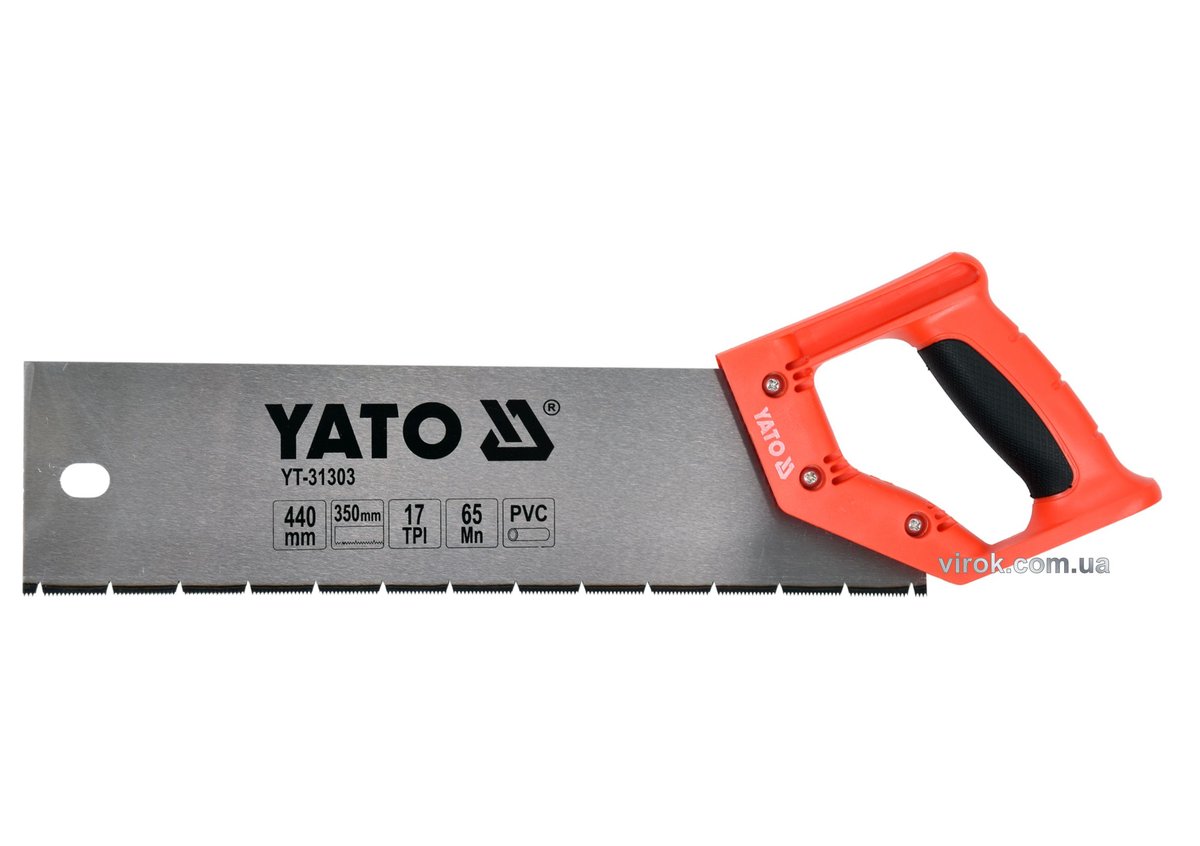 YATO Ножівка по ПВХ матеріалу і пластику загальна l= 440 мм, полотно l= 350 мм, 17 зубів/1"