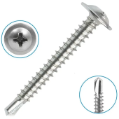 Саморез с прессшайбой нержавеющая сталь AISI 410 4,3х50 сверло