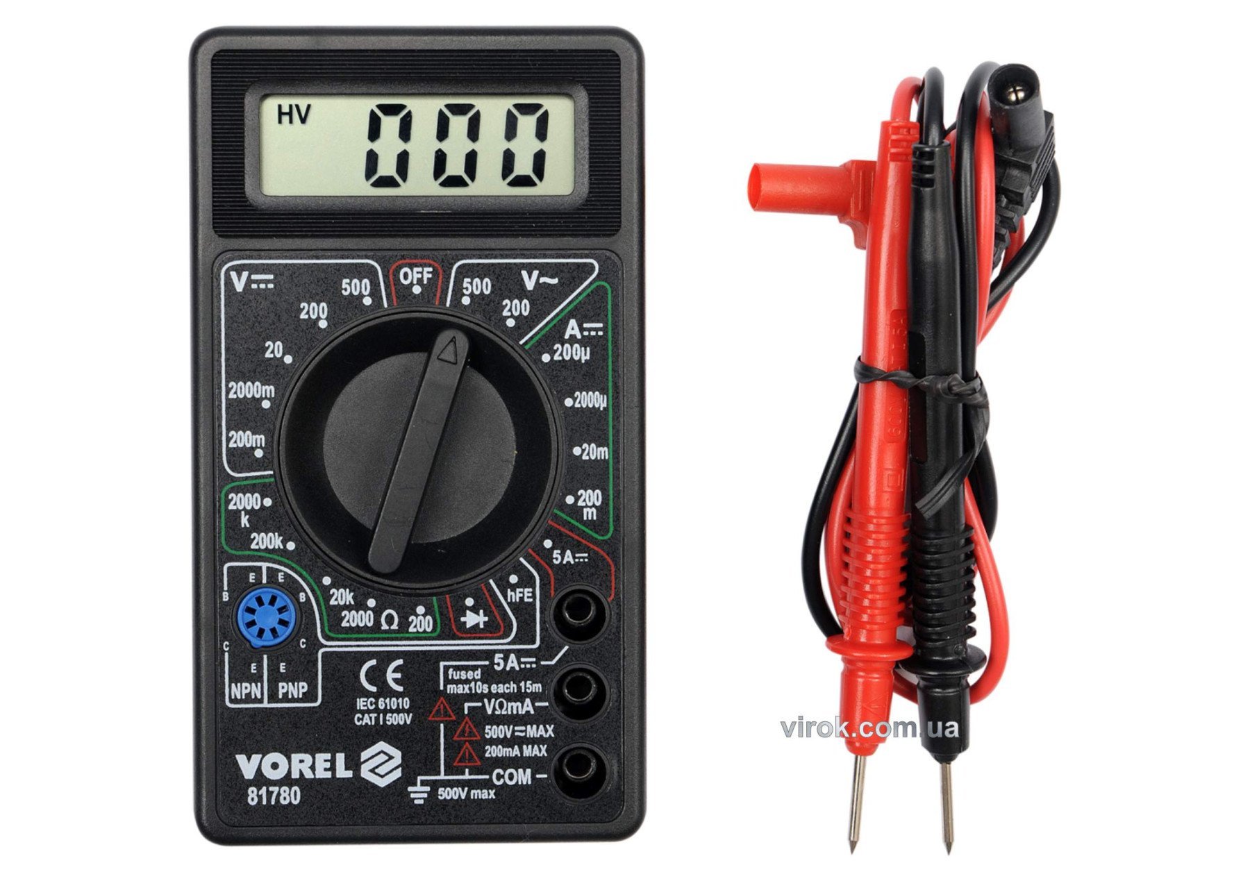 VOREL Мультиметр для вимірювання електричних параметрів : цифровий  | 81780