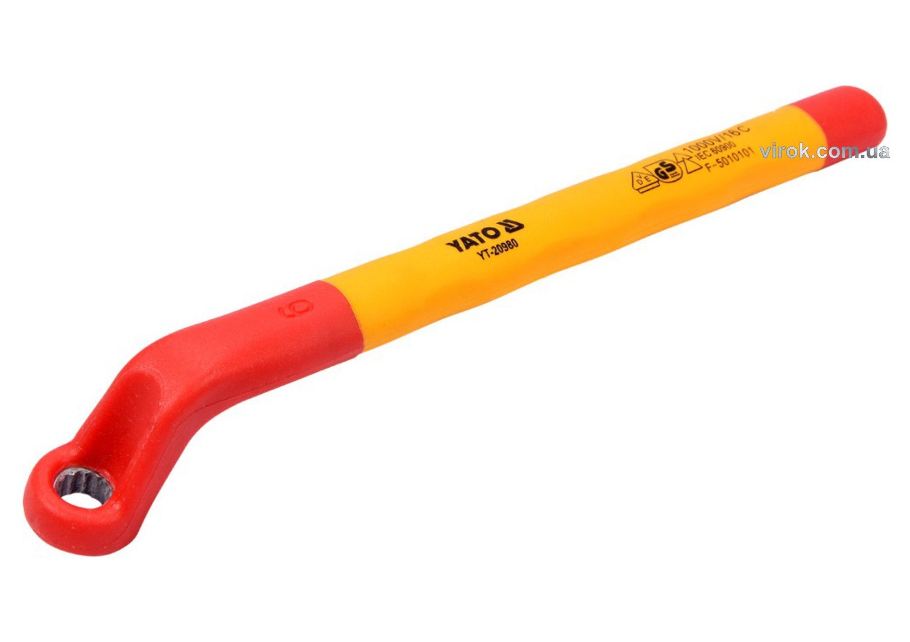 YATO Ключ накидний YATO : Вигнутий, М6 мм, ізольований корпус VDE до 1000V (DW) | YT-20980