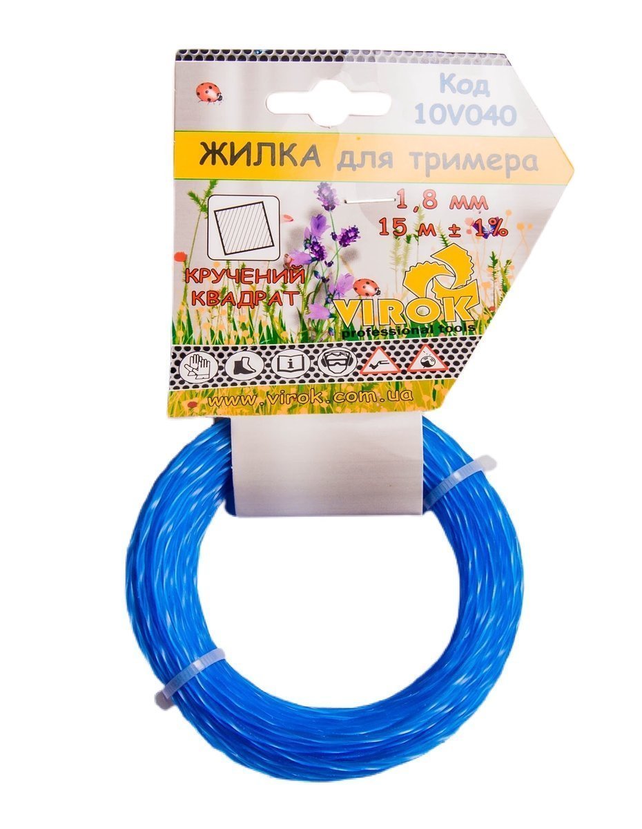 VIROK Жилка для тримера "Кручений КВАДРАТ" TM : Ø= 1.8 мм, l= 15 м | 10V040