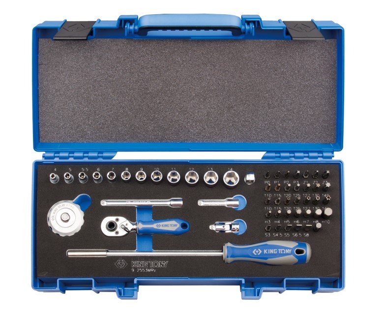 KING TONY Набор головок 1/4" 53 ед. 6-ти гранные, (4-14mm) | 2553MRV