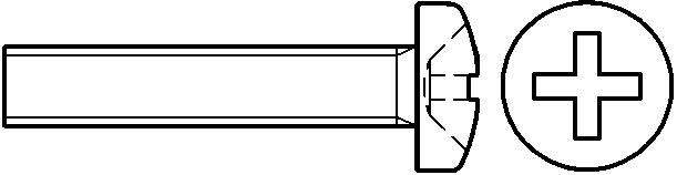 Винт с полукруглой головкой 6,0х16 DIN 7985