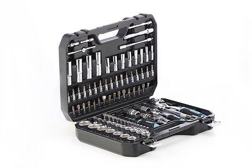 Набор насадок (инструментов) торцевых c трещоткой CrV 1/4, 1/2 (90Т) (110шт) APRO