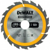 Диск пилковий DeWALT, CONSTRUCTION, розмір 165 х 30 мм, кількість зубів 18-ATB | DT1936