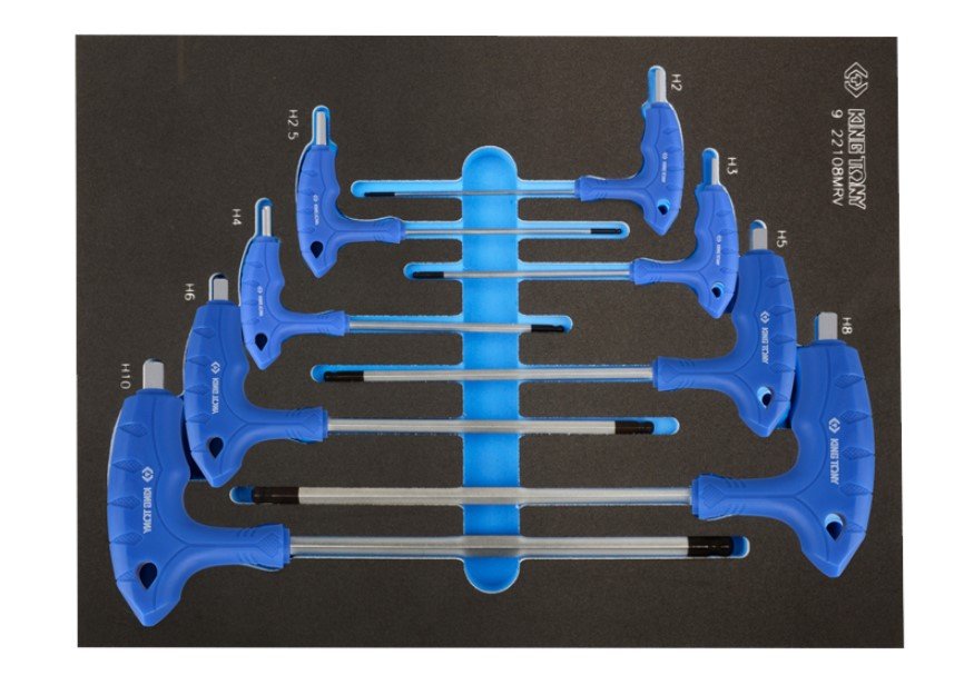 KING TONY Набор ключей L-обр. c шар. HEX 2-10 мм. 8 предметов (EVA ложемент) | 9-22108MRV