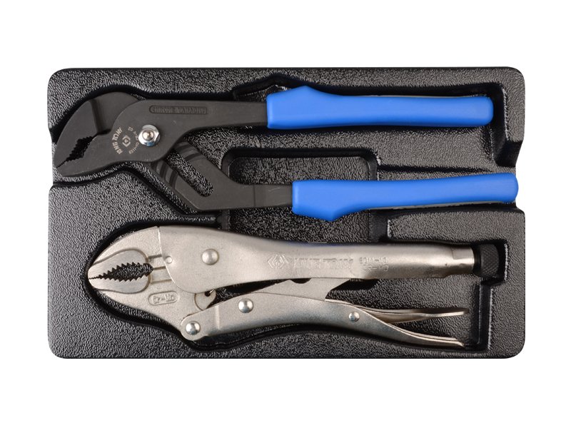 KING TONY Набор шарнирно-губцевого инструмента 2 ед.(захват кобра и пинцы с фиксатором) в ложементе 