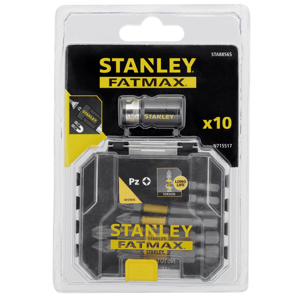 STANLEY Набор бит FatMax, Pozidriv, Pz1, Pz2, Pz3, L=50 мм, 10 шт, пластиковый кейс