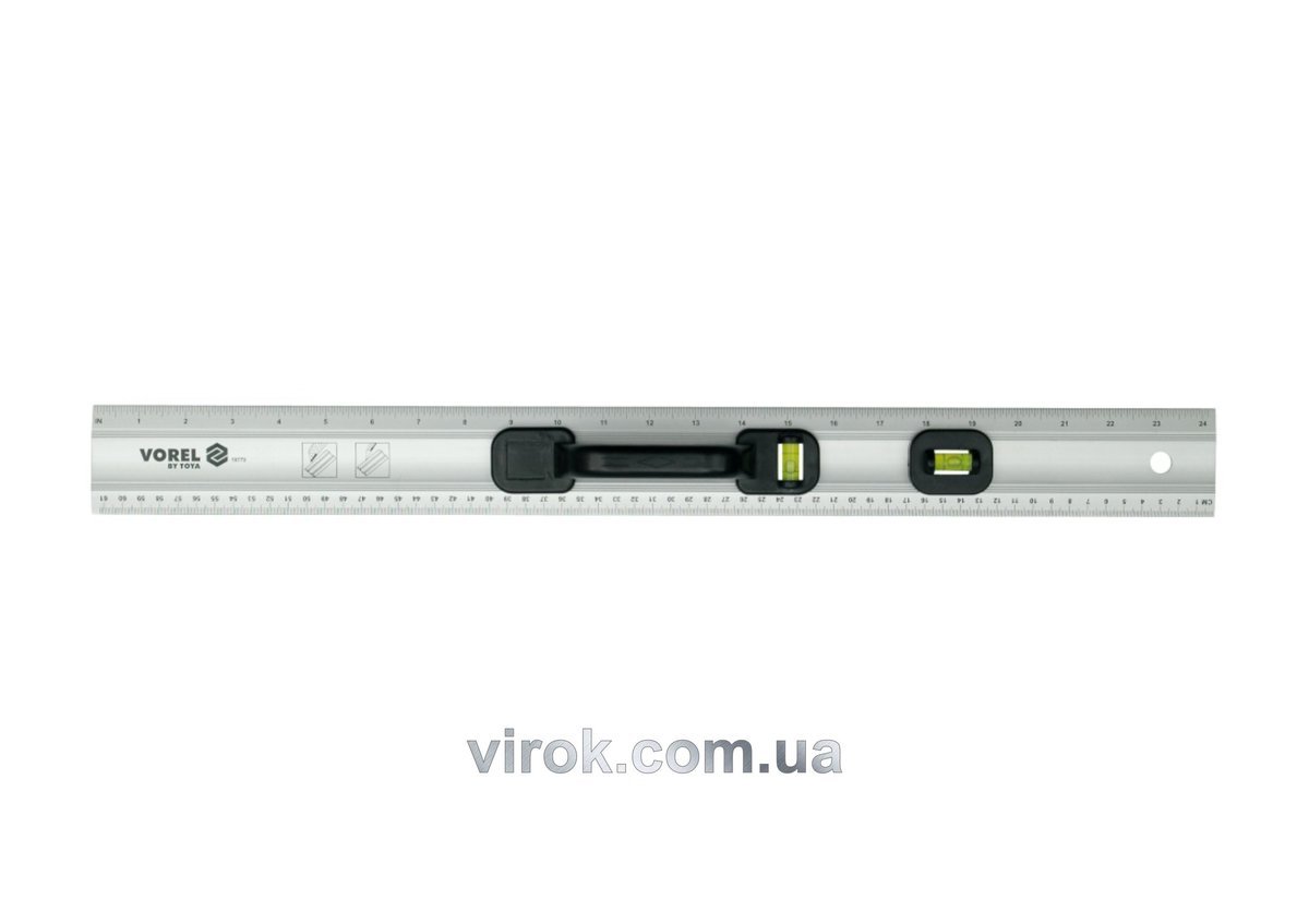 VOREL Лінійка столярна : алюміній, 2 вічка, L= 600 мм  | 19770