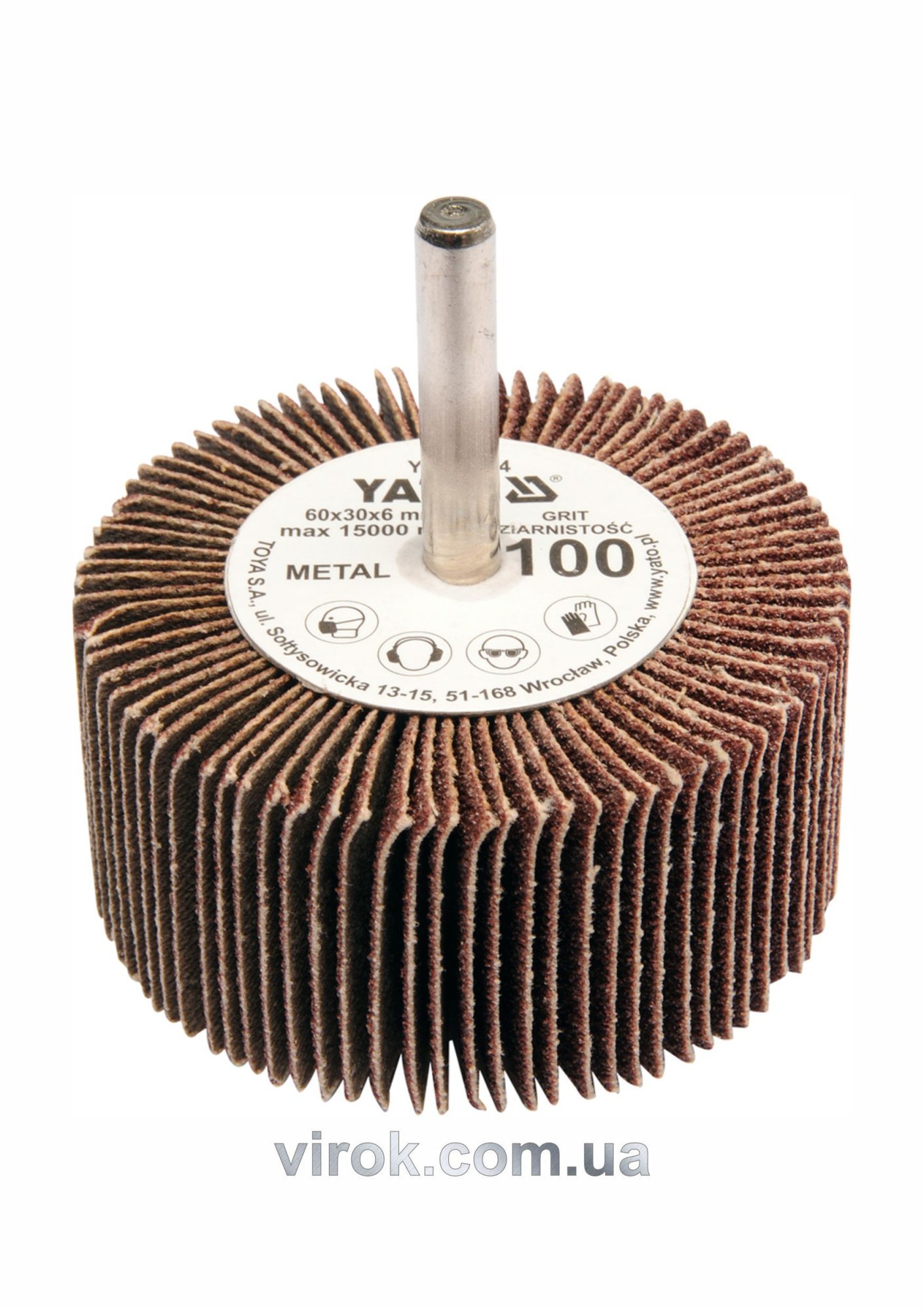 YATO Круг пелюстковий шліфувальний YATO : подовжений Ø= 60 мм К120, шпиндель Ø= 6 мм, H= 30 мм  | YT