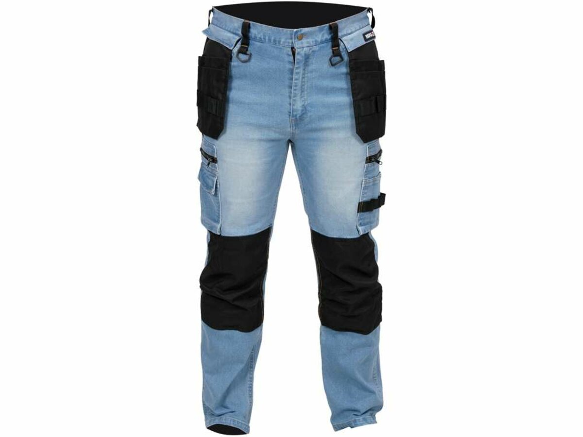 YATO Штани робочі джинс стрейч YATO розмір XXL 106-117 см, ріст- 196-204 см, голубі, 17 кише, 71% ба
