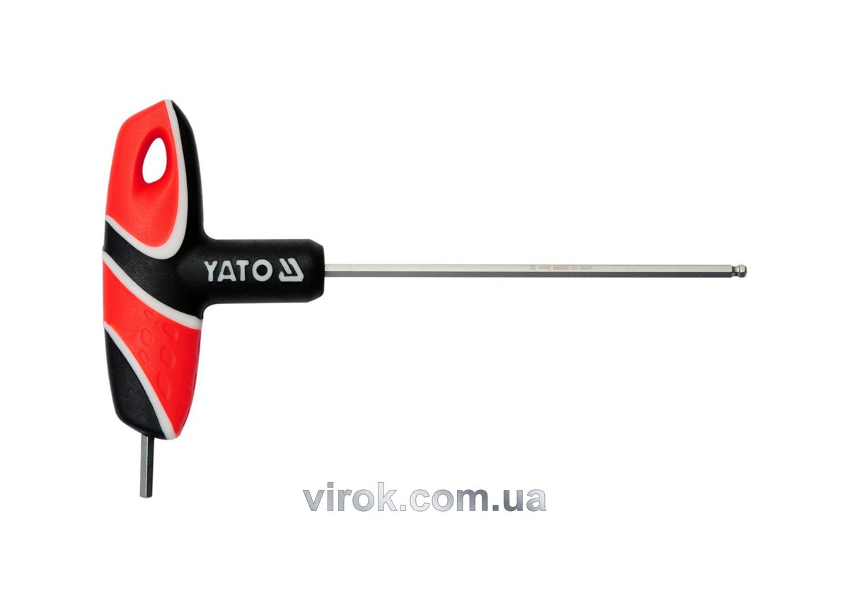 YATO Ключ шестигранний YATO : тип "T", M3 мм, двосторонній, кульковий наконечник L= 100 мм  | YT-055