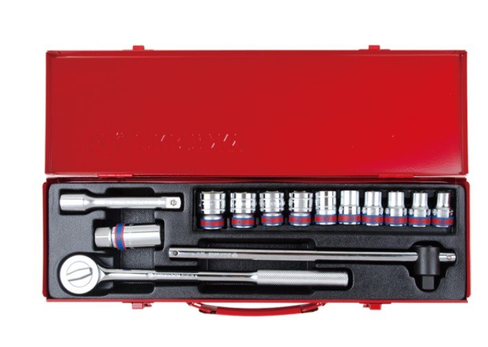 KING TONY Набор головок 1/2" 14 ед. 12-ти гранные,короткие, дюймовые | 4014SR