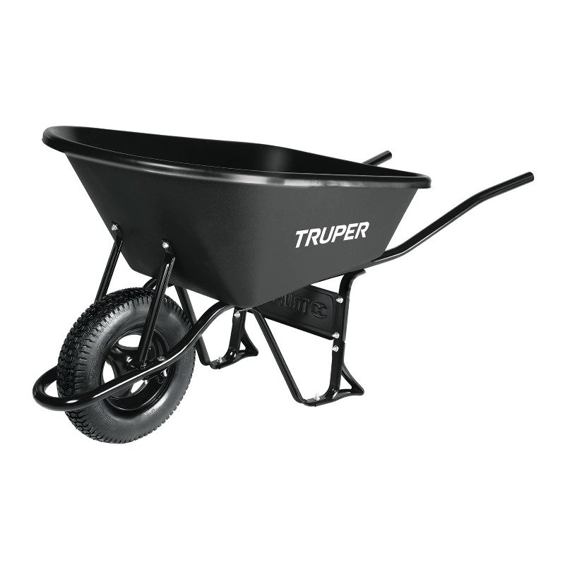 TRUPER CAT-60PL Тачка садова з посиленою пневматичною шиною 16" (ND) і пластиковим коритом, 120 літр