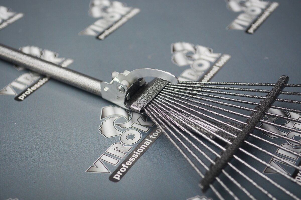 VIROK Граблі тип "віяло" дротяні з держаком, розсувні (молоткове пофарбування) | 12V210