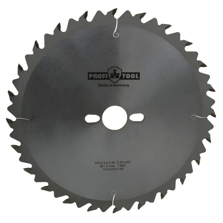 Диск пильный универсальный 250х3.2х2.2х30 мм, Z=24, форма зуба LWZ (ATB), продольный рез PROFITOOL