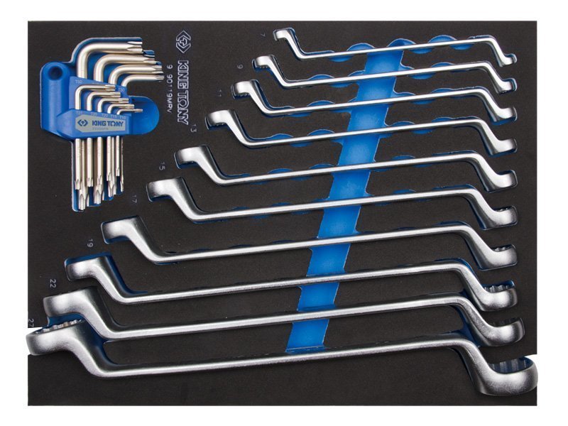 KING TONY Набор ключей накидных и TORX L-образных, ложемент, 19 пр. (EVA ложемент) | 9-90119MRV