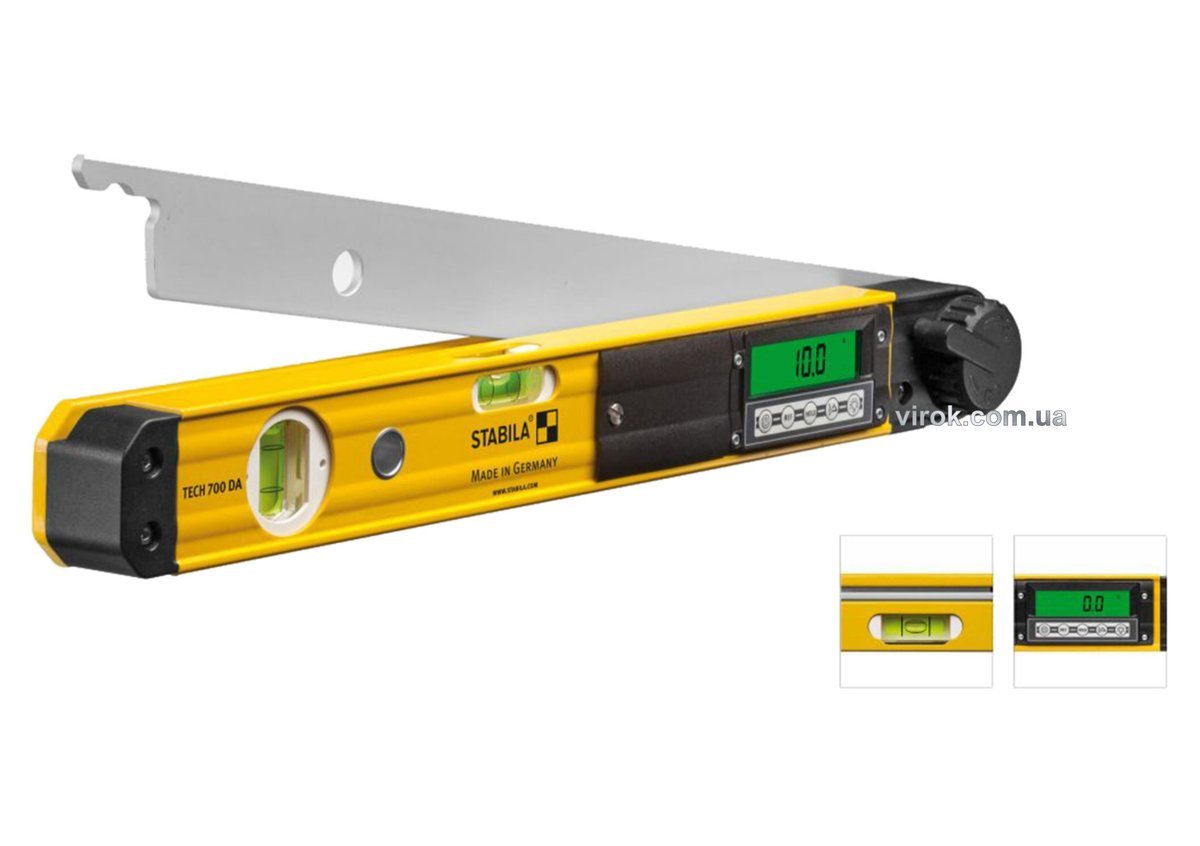 STABILA Рівень - Кутомір електронний TECH 700 DA : L= 45 см. цифр. 0° – 270° 0.5мм/m. - 0.10° IP54 |