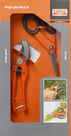 BAHCO набор садовый P121-20-FS-7,5 Секатор плоскостной P121-20-F + Ножницы FS-7,5