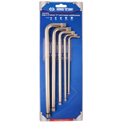 KING TONY Набор Г-образных SPLINE, M5-M12, блистер, 5 предметов | 20515PR01