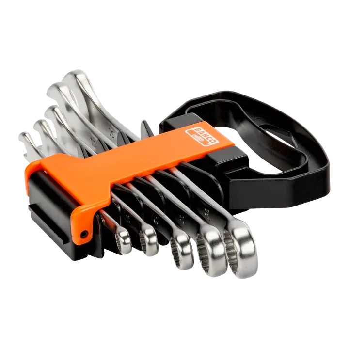 Набор ключей комбинированных изогнутых 8,10,13,17,19 мм, 5 шт., пластиковый держатель