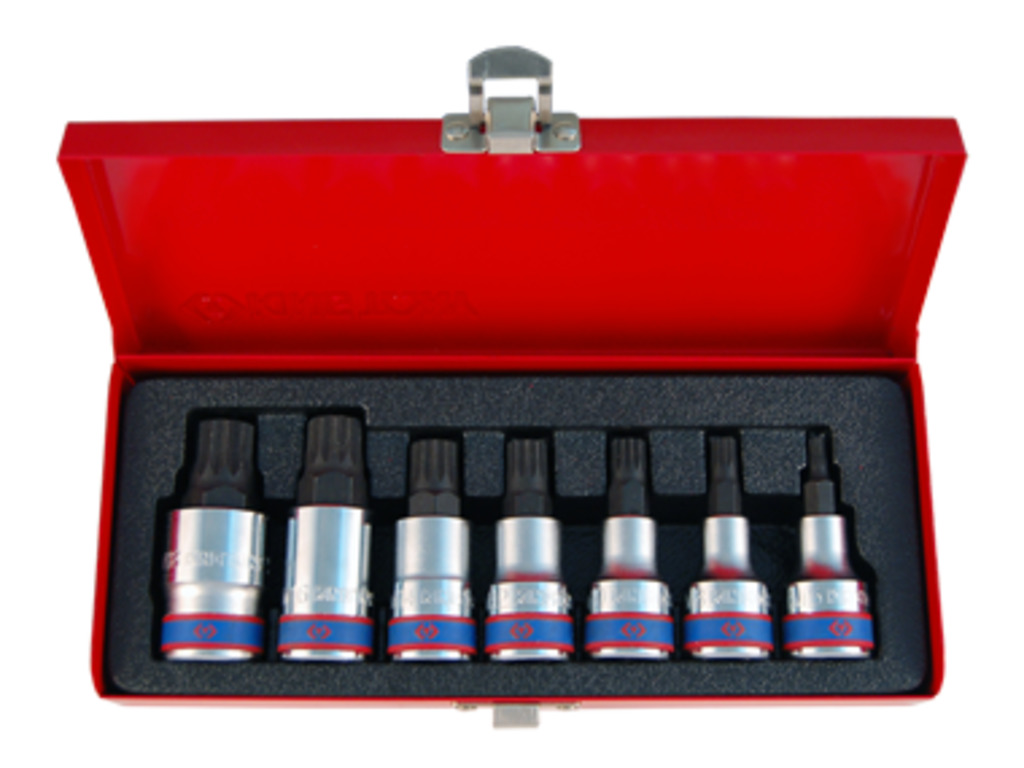 KING TONY Набор бит в головке SPLINE 1/2/" 7пр. | 4117PR