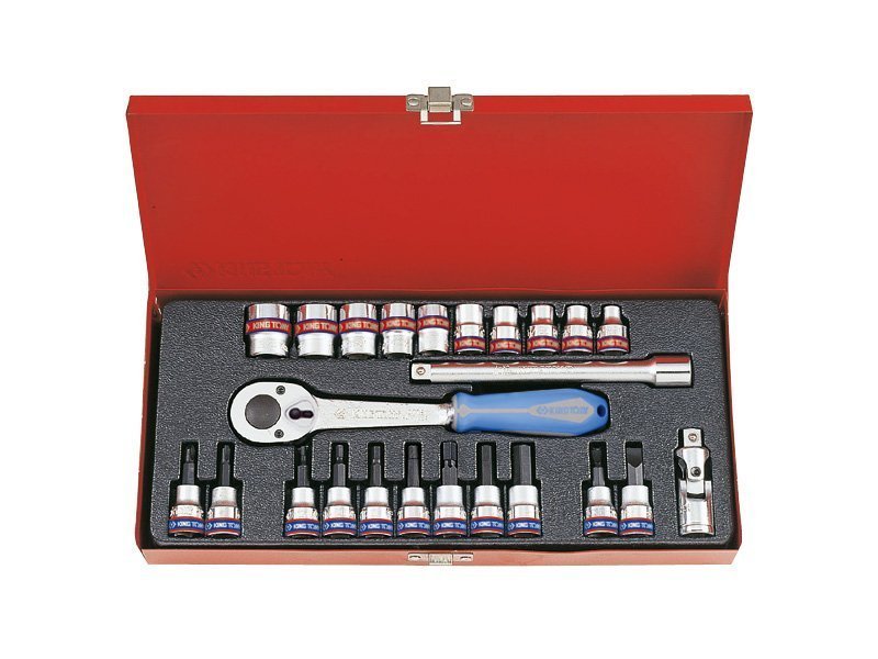 KING TONY Набор головок 3/8" 24 ед. 12-ти гранные,короткие, дюймовые | 3024SR