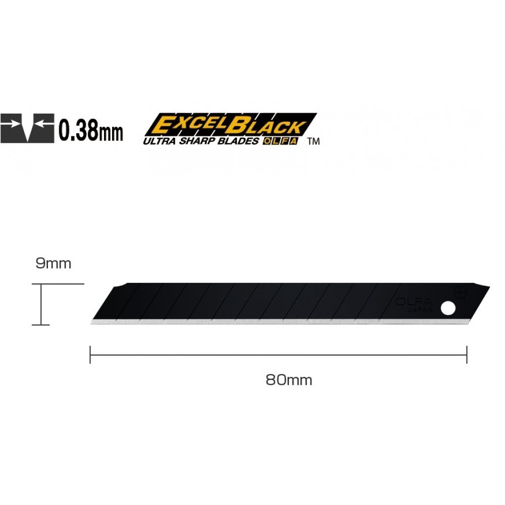 Лезвие OLFA ASBB-10B черное сегментированное 9мм 10шт (123510) (вместо C220401)