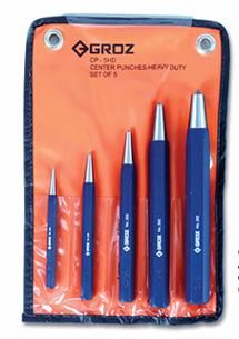 GROZ Набор из 5 центровочных кернеров, 2мм, 3мм, 4мм, 6мм, 10мм, для тяжелых работ CP/HD/5-ST