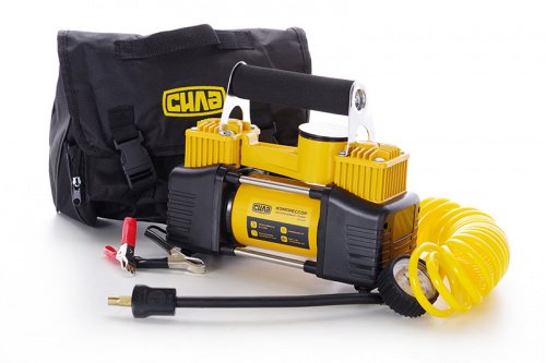 Компрессор автомобильный двухпоршневой (85л/мин; 10Атм; 18А) (витой шланг) СИЛА