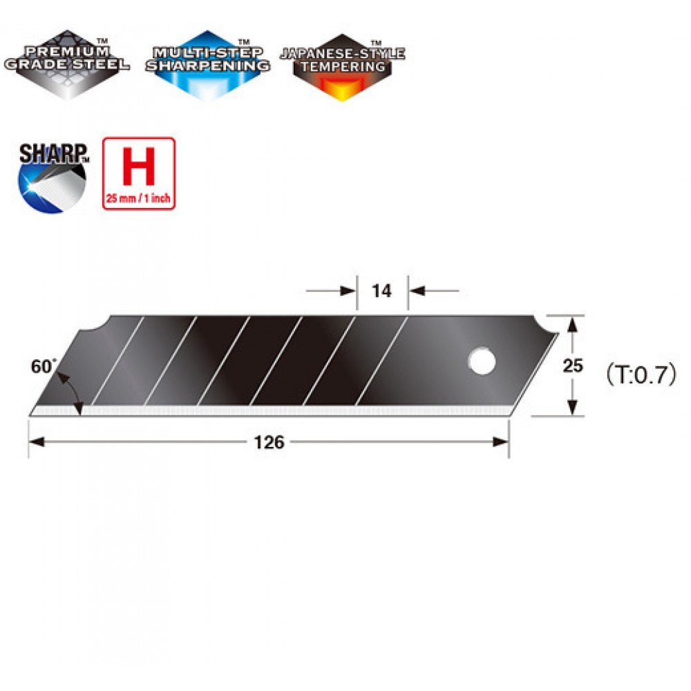 TAJIMA Сегментные лезвия 25 мм DORA Razar Black Blades, 10 шт CB65RB