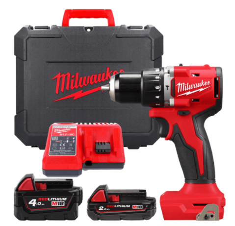 MILWAUKEE Дриль-шурупокрут з ударом акум., M18 BLPDRC-422C, 60Нм (+ЗП,1ак.Х 2Аг,1ак.Х 4Аг, кейс)